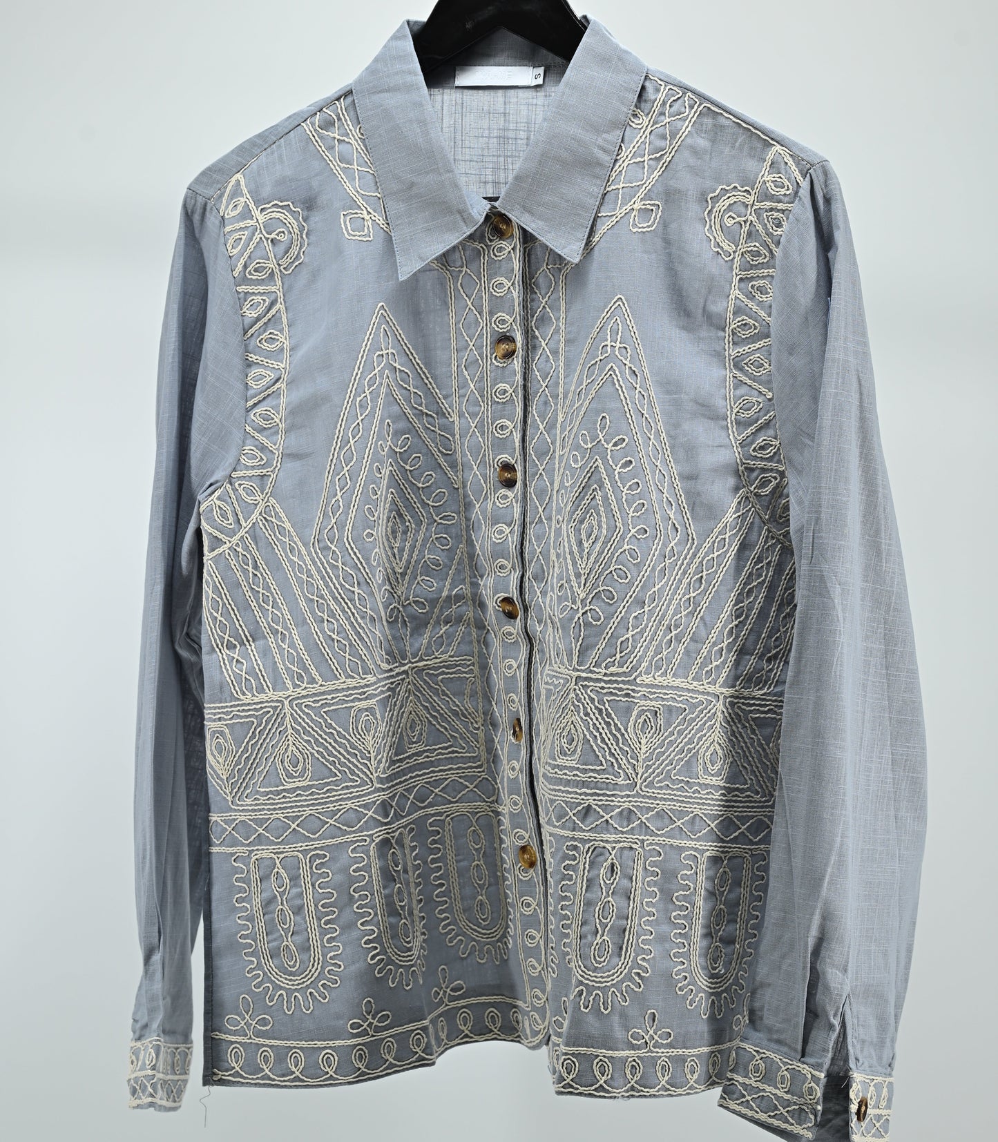 Grey Embroidered Cotton Ladies Kurthi