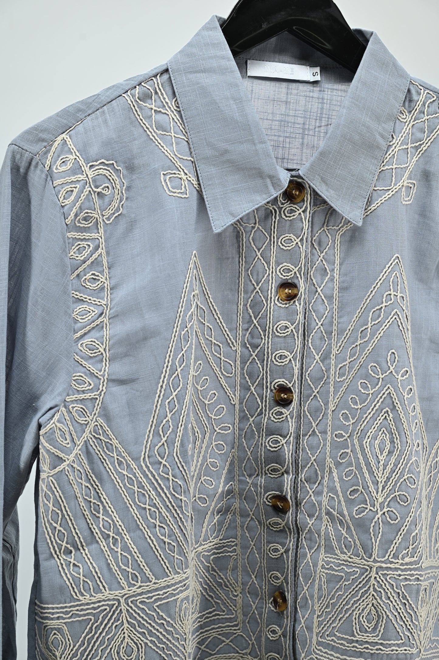 Grey Embroidered Cotton Ladies Kurthi