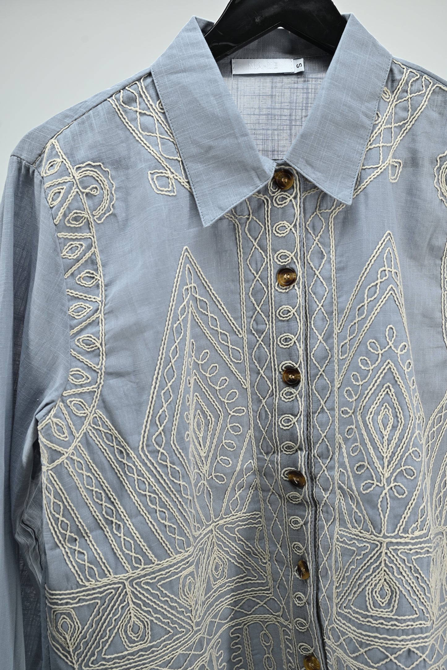 Grey Embroidered Cotton Ladies Kurthi