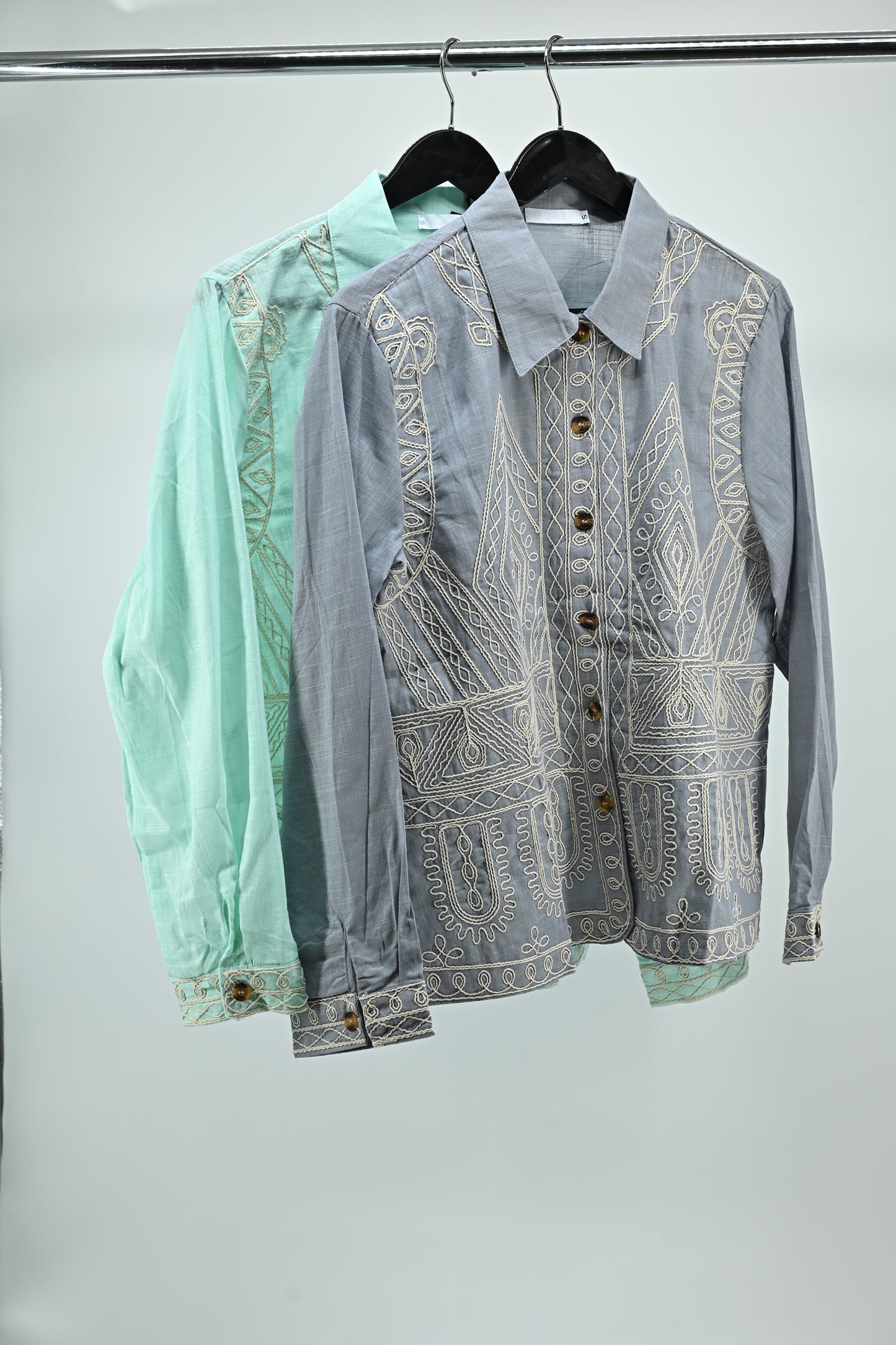 Grey Embroidered Cotton Ladies Kurthi