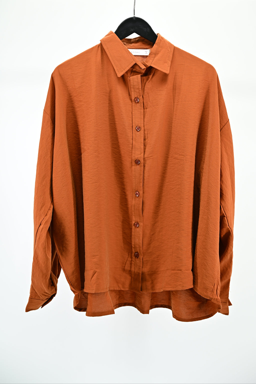 Women’s Rust Oversized Button Shirt | Lightweight Long Sleeve Blouse