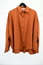 Women’s Rust Oversized Button Shirt | Lightweight Long Sleeve Blouse