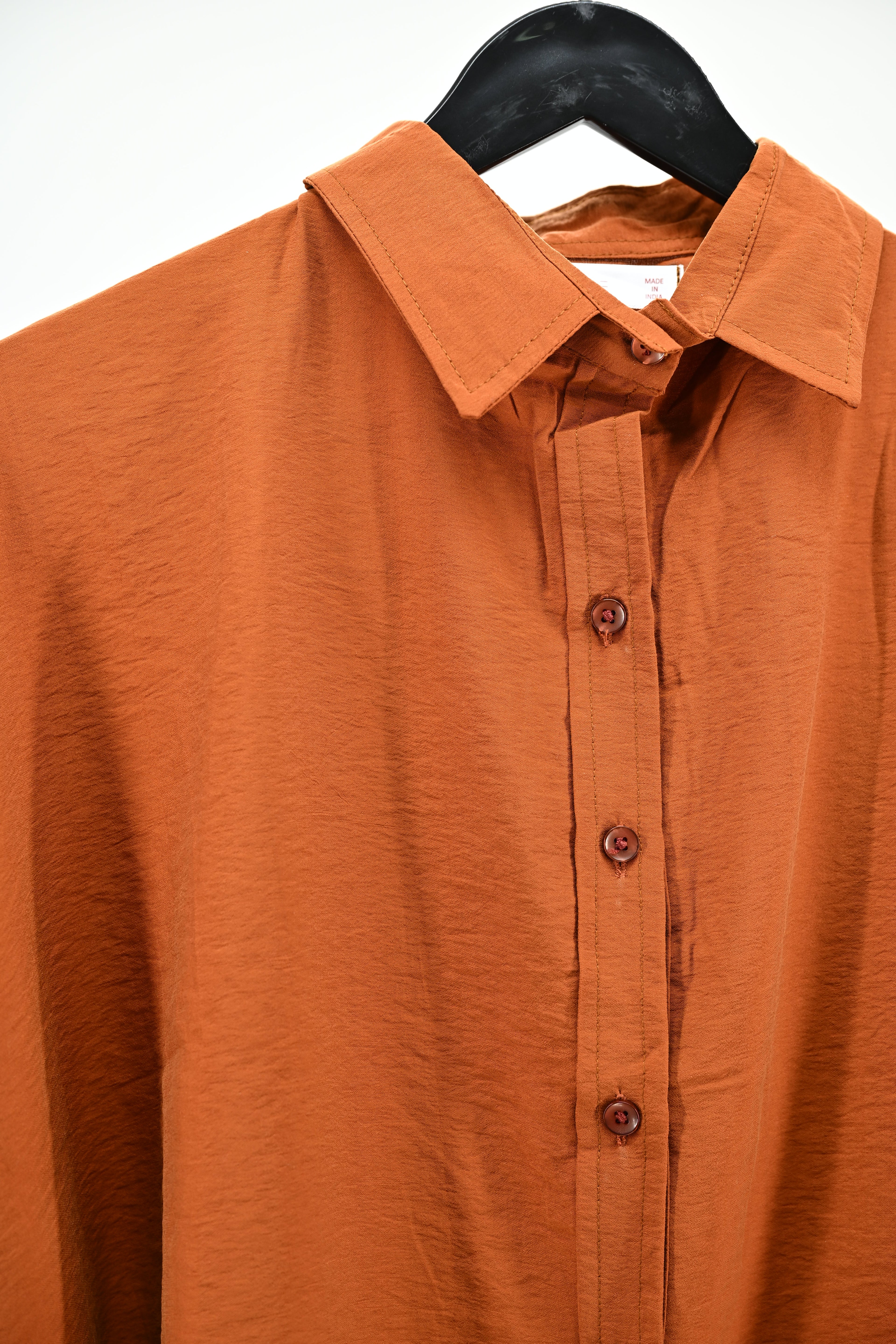 Women’s Rust Oversized Button Shirt | Lightweight Long Sleeve Blouse