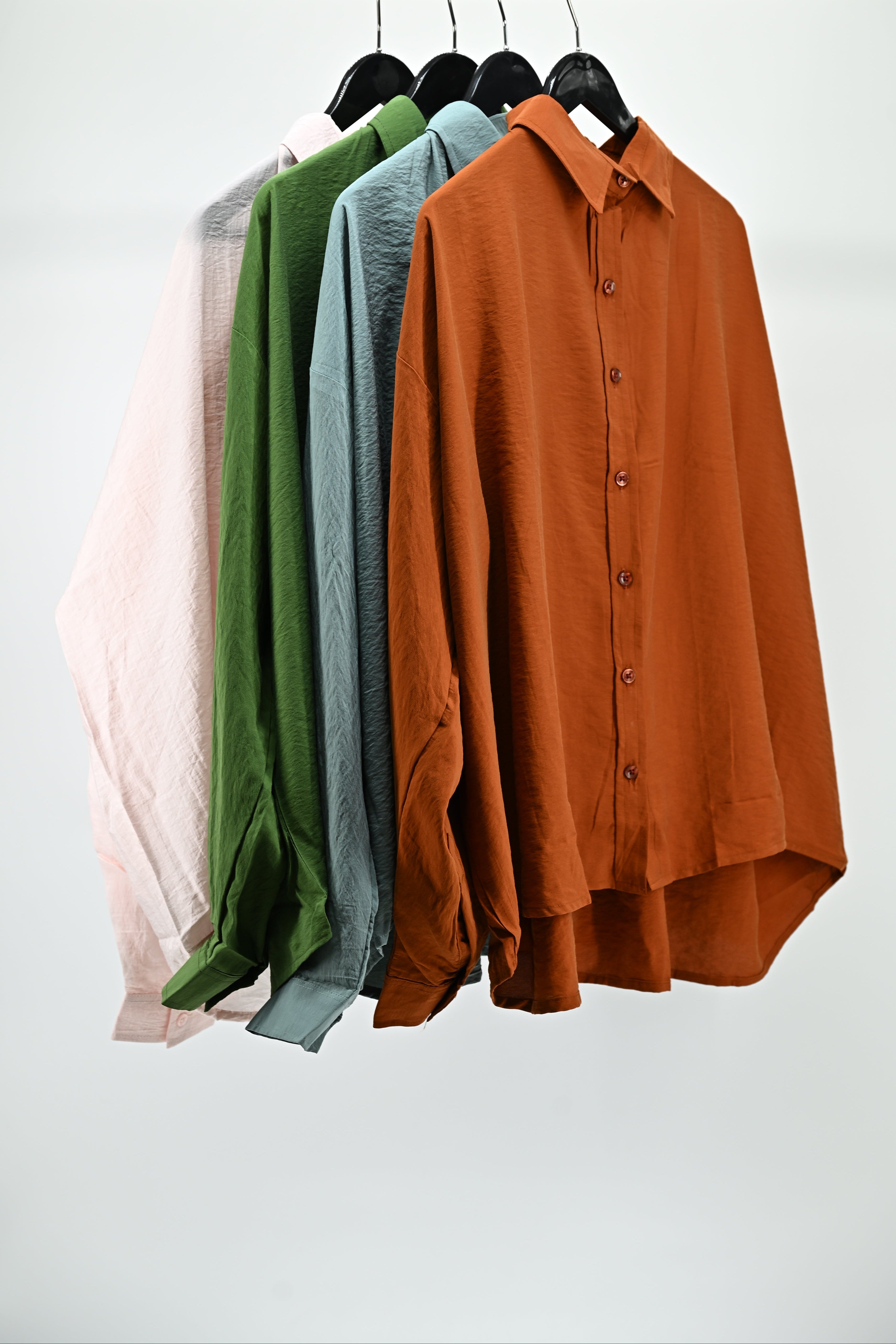 Women’s Rust Oversized Button Shirt | Lightweight Long Sleeve Blouse