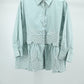 Dark Green Floral Embroidered Peplum Shirt – Free Size