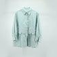 Light Green Floral Embroidered Peplum Shirt – Free Size