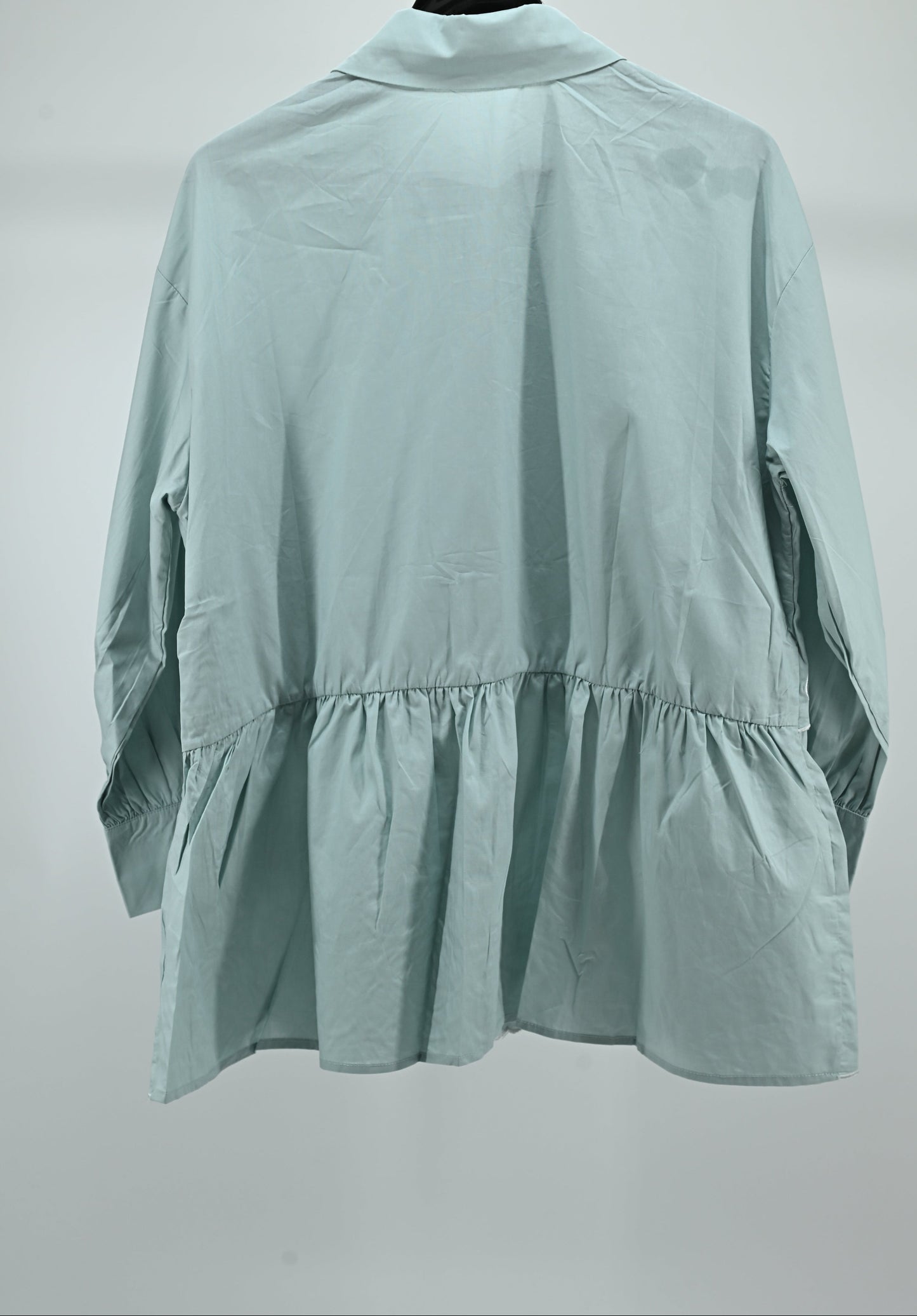 Light Green Floral Embroidered Peplum Shirt – Free Size