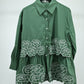 Light Green Floral Embroidered Peplum Shirt – Free Size
