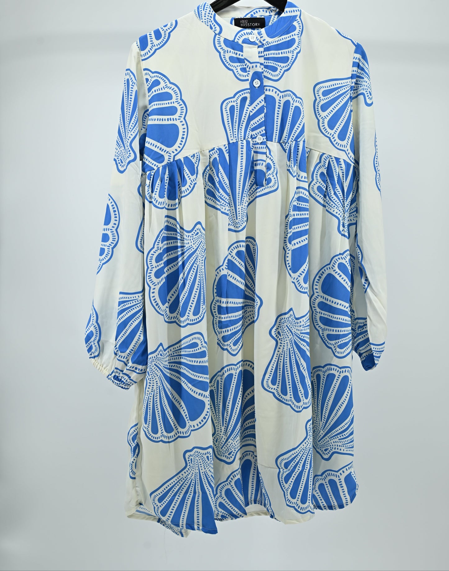 Women’s Cream & Mustard Shell Print Relaxed Tunic Dress