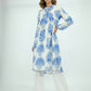 Women’s Elegant Blue Shell Print Flared Tunic Dress