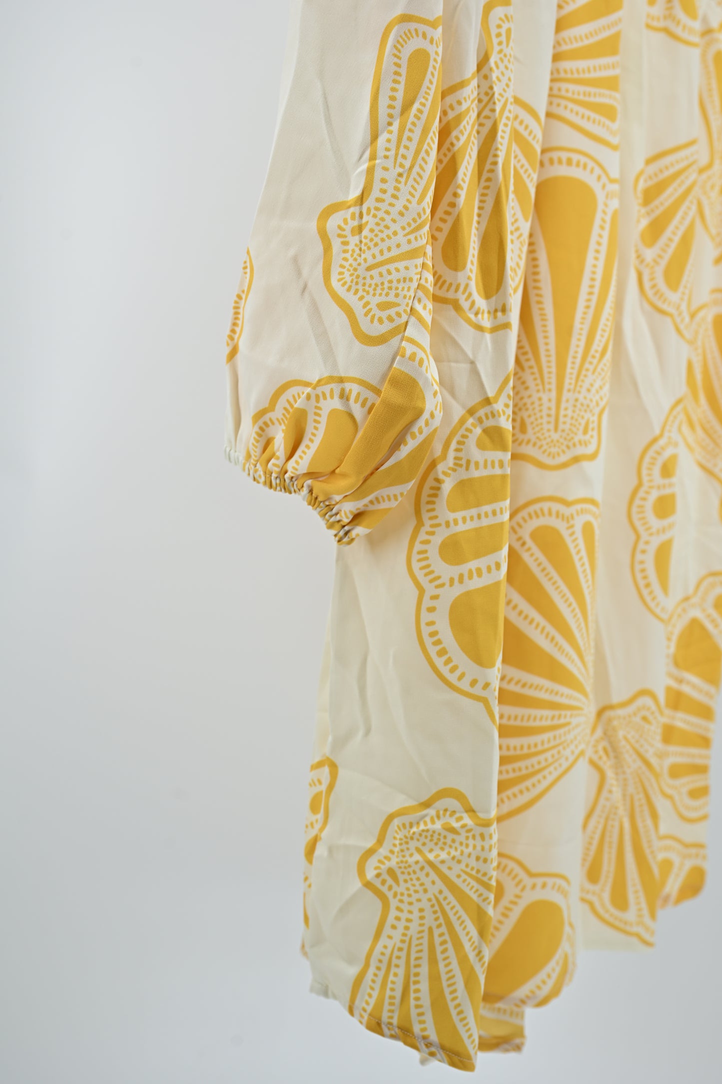Women’s Cream & Mustard Shell Print Relaxed Tunic Dress