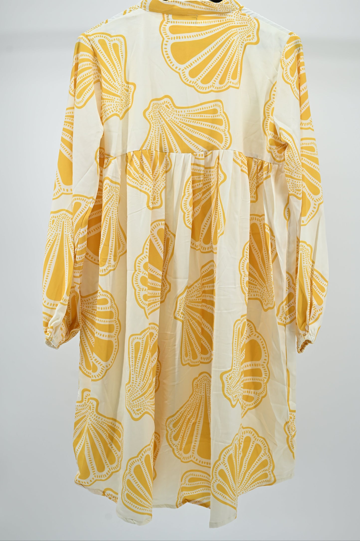 Women’s Cream & Mustard Shell Print Relaxed Tunic Dress