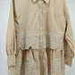 Beige Floral Embroidered Peplum Shirt – Elegant Women’s Top