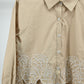 Beige Floral Embroidered Peplum Shirt – Elegant Women’s Top