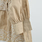 Beige Floral Embroidered Peplum Shirt – Elegant Women’s Top