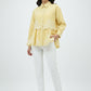 Women’s Elegant Yellow Striped Embroidered Peplum Tunic Top