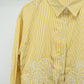 Women’s Elegant Yellow Striped Embroidered Peplum Tunic Top