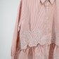 Women’s Elegant Peach Striped Embroidered Peplum Tunic Top
