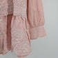 Women’s Elegant Peach Striped Embroidered Peplum Tunic Top