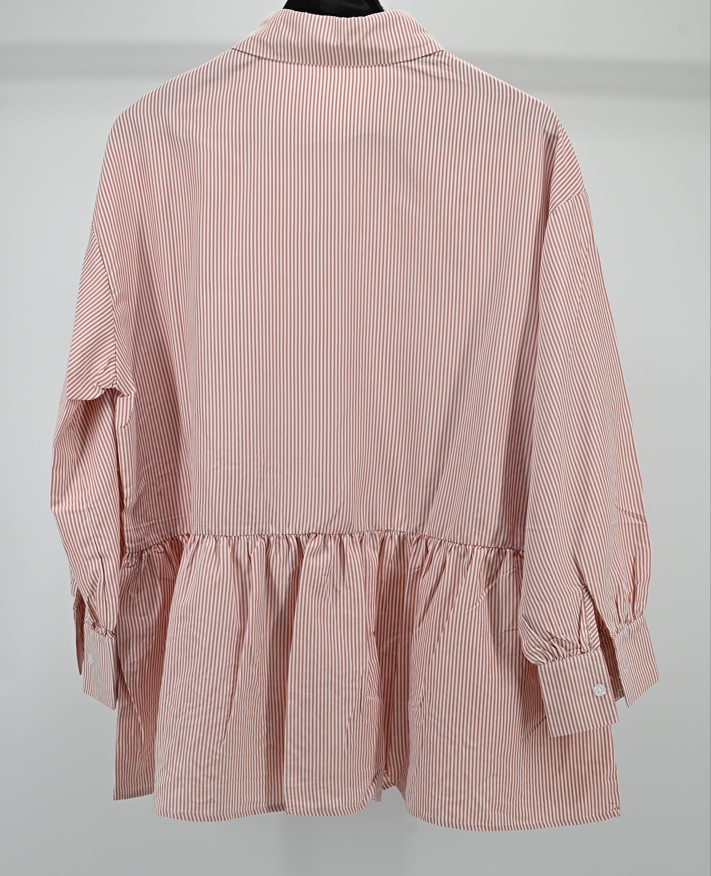 Women’s Elegant Peach Striped Embroidered Peplum Tunic Top