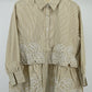 Women’s Elegant Green Striped Embroidered Peplum Tunic Top