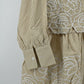 Women’s Elegant Beige Striped Embroidered Peplum Tunic Top