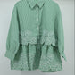Women’s Elegant Peach Striped Embroidered Peplum Tunic Top