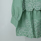 Women’s Elegant Green Striped Embroidered Peplum Tunic Top