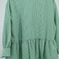 Women’s Elegant Green Striped Embroidered Peplum Tunic Top