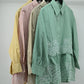 Women’s Elegant Green Striped Embroidered Peplum Tunic Top