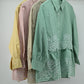 Women’s Elegant Peach Striped Embroidered Peplum Tunic Top