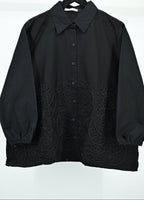 Women’s Elegant Black Embroidered Top – Free Size