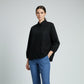 Women’s Elegant Black Embroidered Top – Free Size