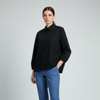 Women’s Elegant Black Embroidered Top – Free Size