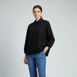 Women’s Elegant Black Embroidered Top – Free Size
