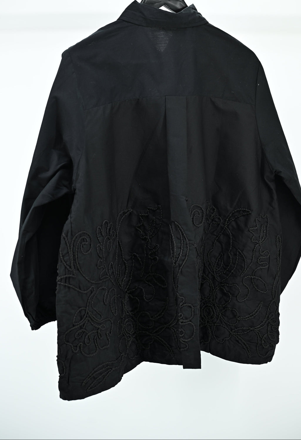 Women’s Elegant Black Embroidered Top – Free Size