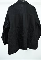 Women’s Elegant Black Embroidered Top – Free Size