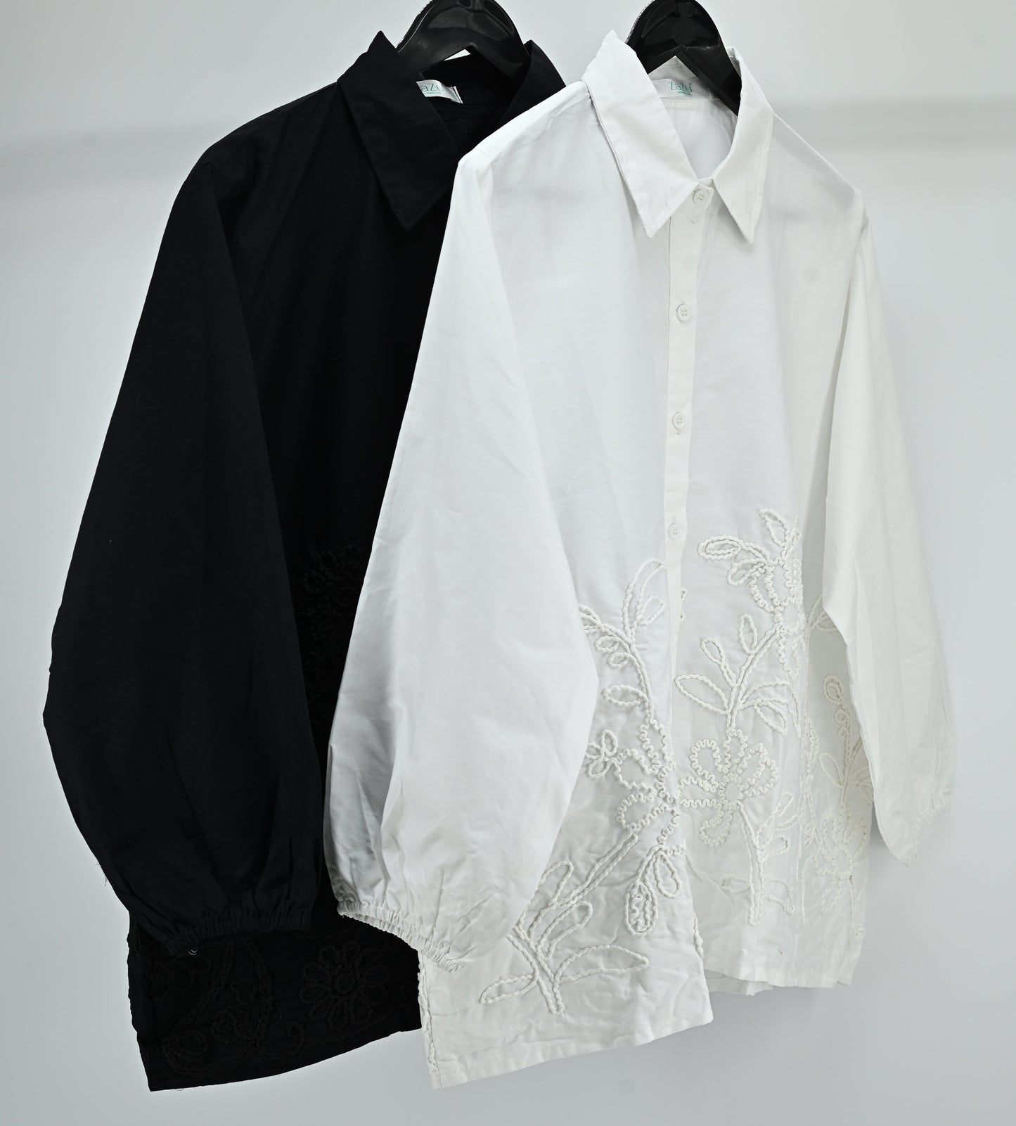 Elegant White Embroidered Cotton Shirt – Women’s Floral Detail Top