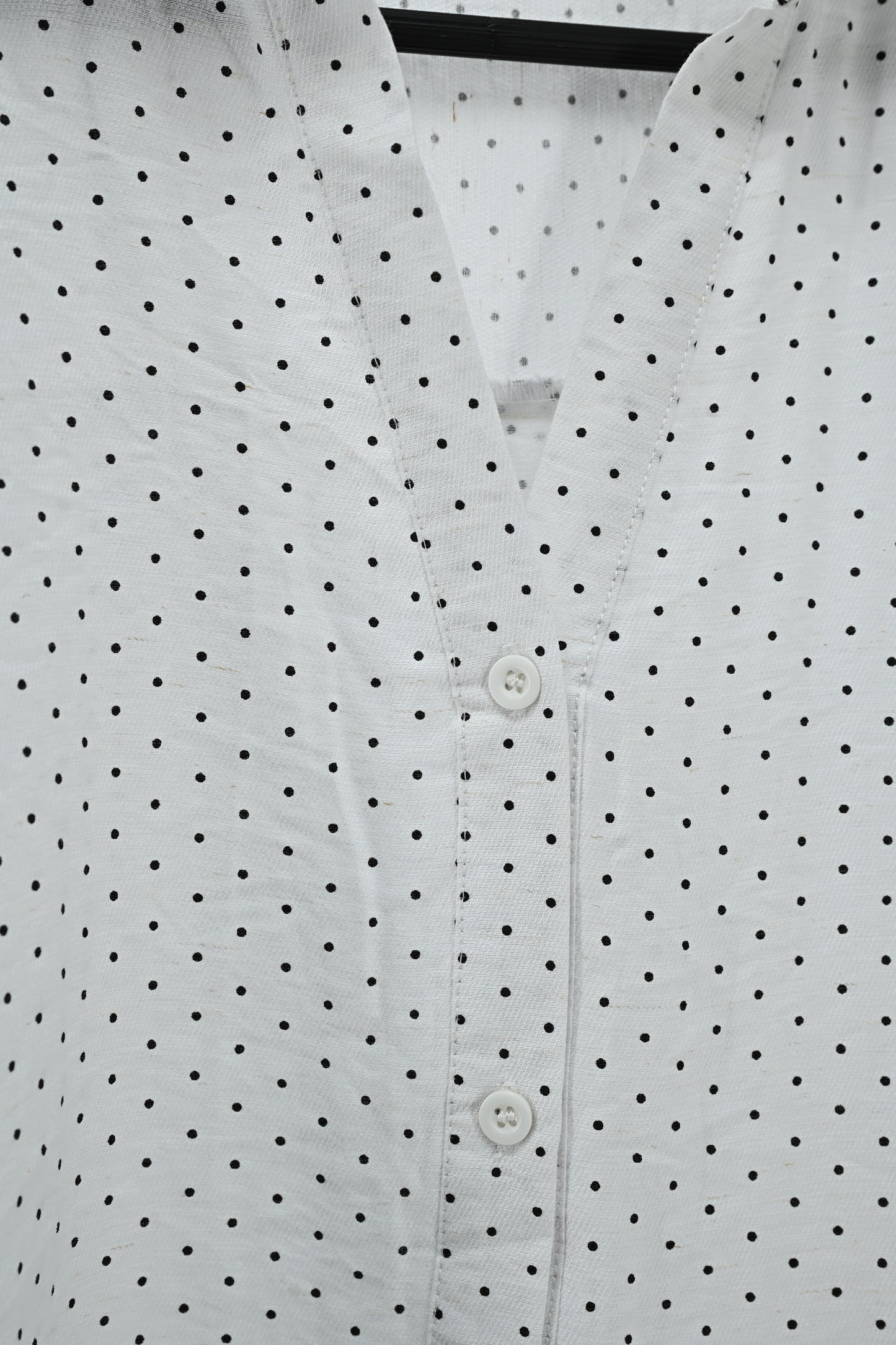Women’s Classic White Polka Dot Button-Down Shirt