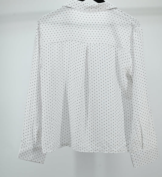 Women’s Classic White Polka Dot Button-Down Shirt