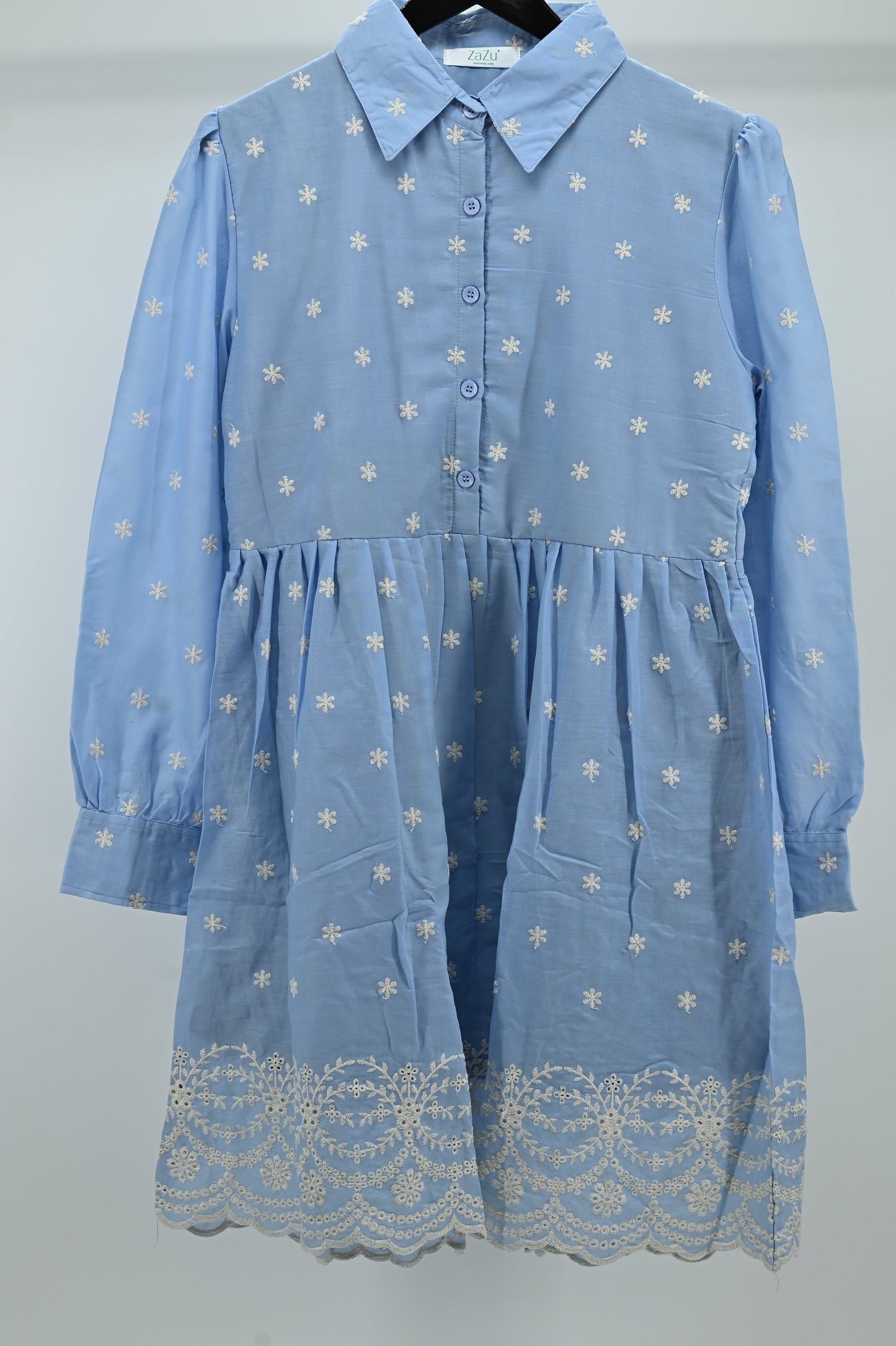 Women’s Elegant  Embroidered Flared Tunic Dress