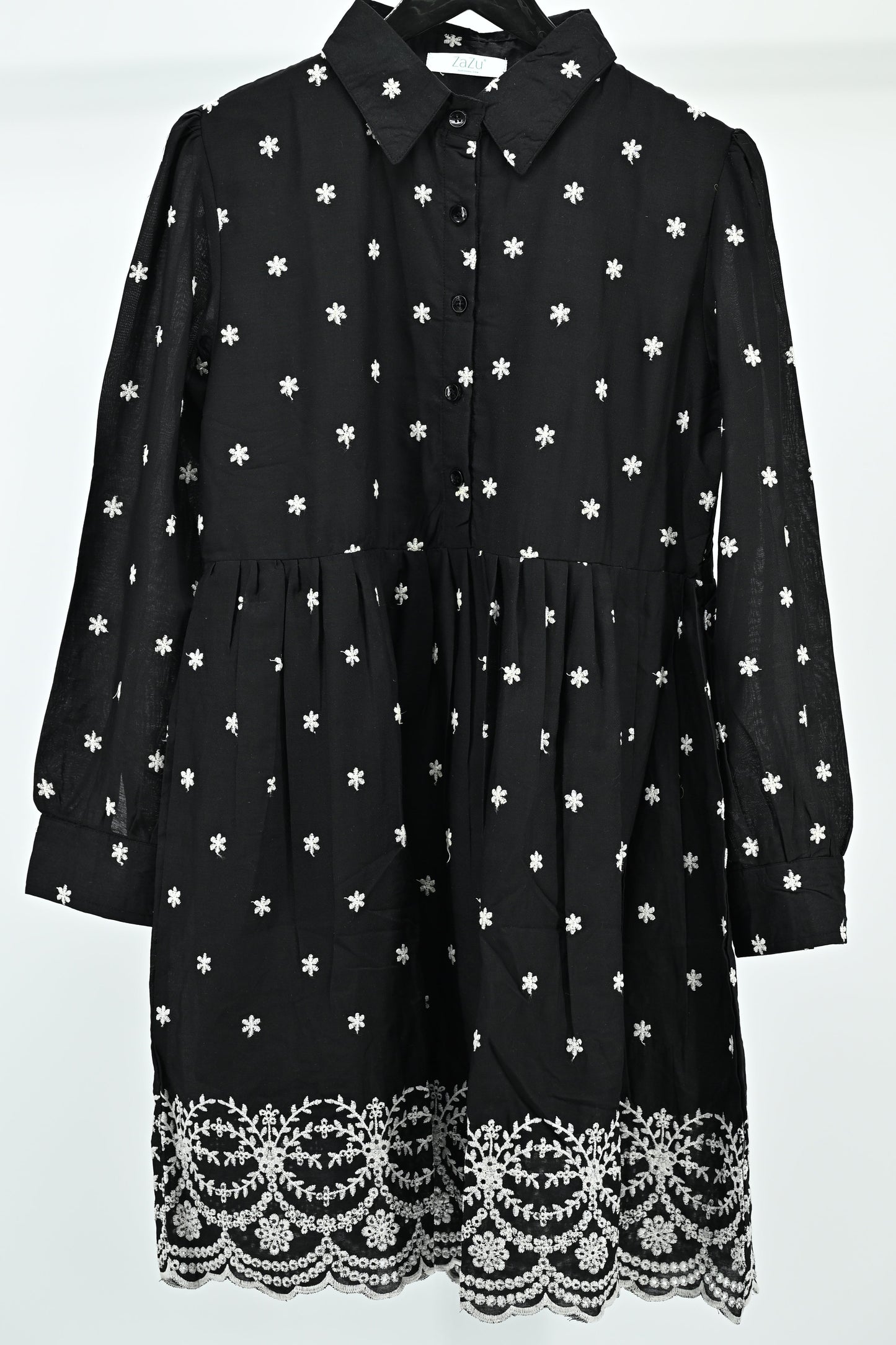 Women’s Elegant  Embroidered Flared Tunic Dress