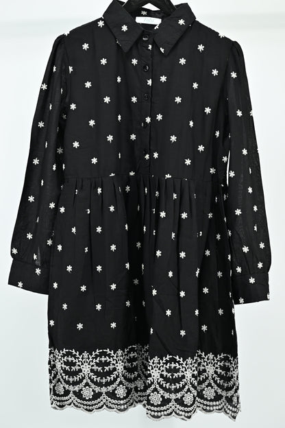 Women’s Elegant  Embroidered Flared Tunic Dress