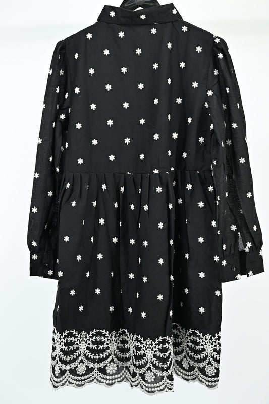 Women’s Elegant  Embroidered Flared Tunic Dress