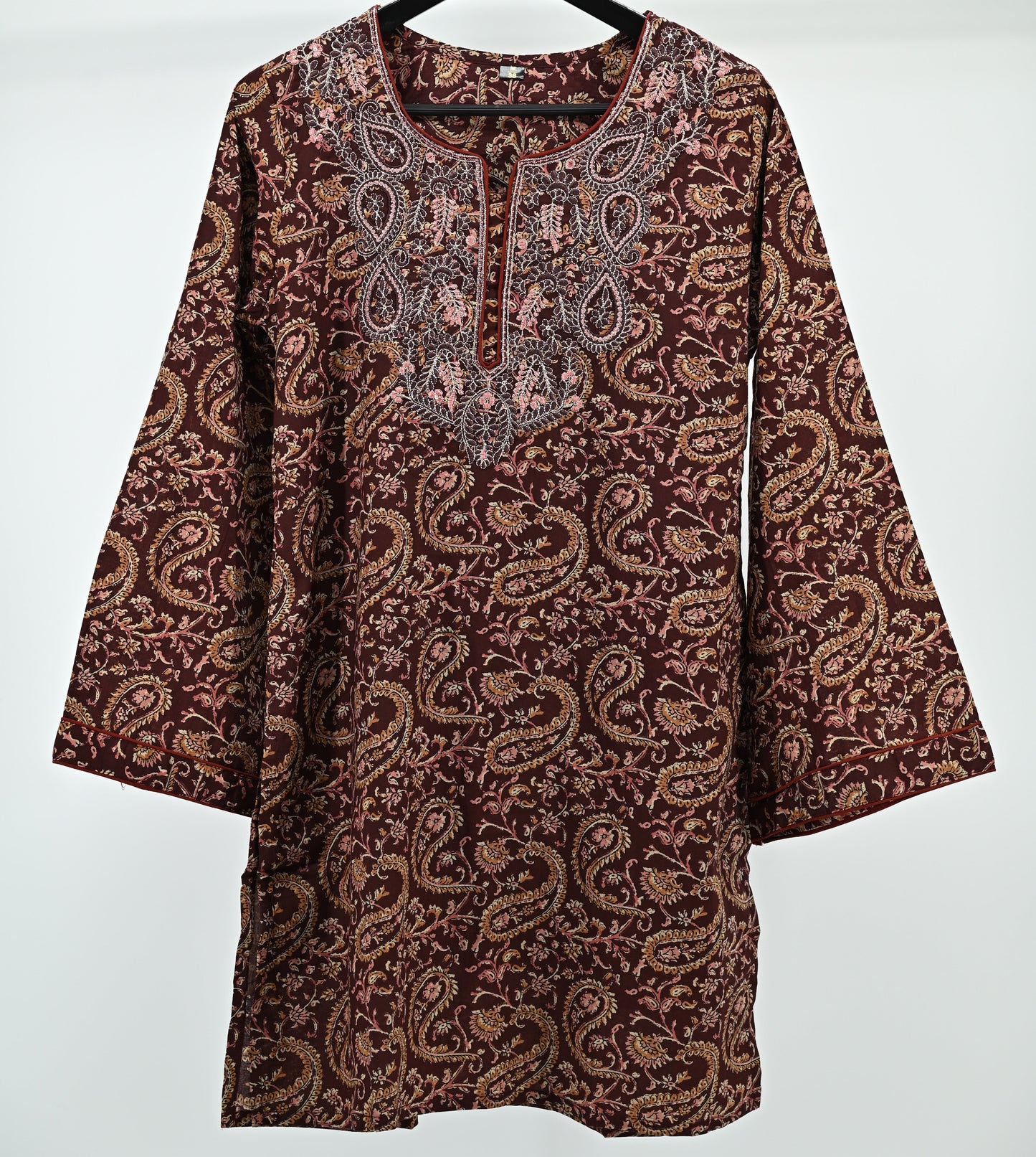 Women’s Elegant Paisley Embroidered Kurti –Red