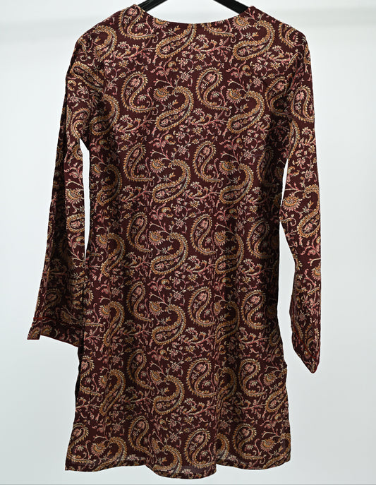 Women’s Elegant Paisley Embroidered Kurti –Red