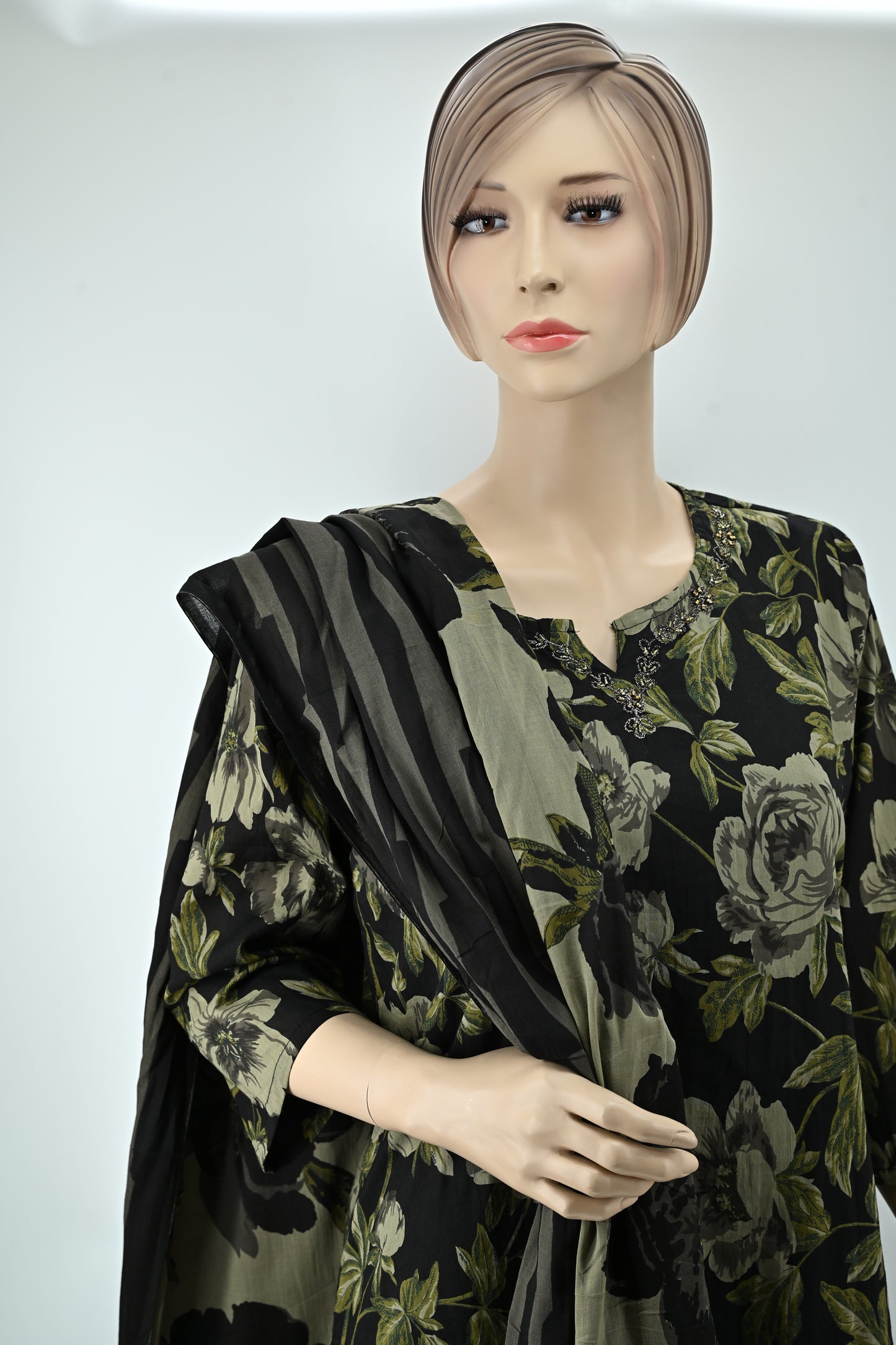 Midnight Bloom Printed Kurta Set with Dupatta | 3-Piece Set |