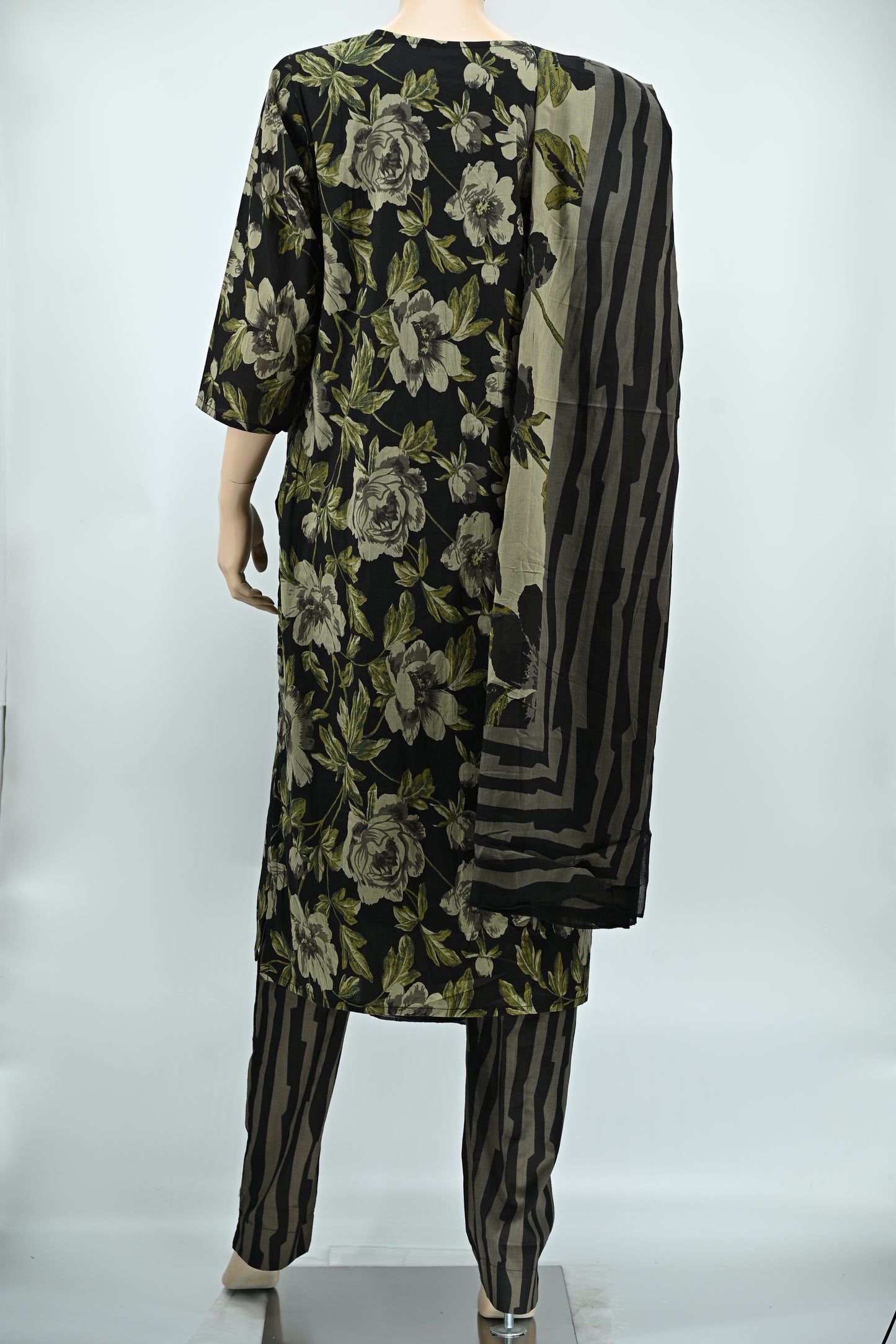 Midnight Bloom Printed Kurta Set with Dupatta | 3-Piece Set |