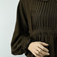 Elegant Pleated Brown Dress | Free Size