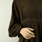 Elegant Pleated Brown Dress | Free Size